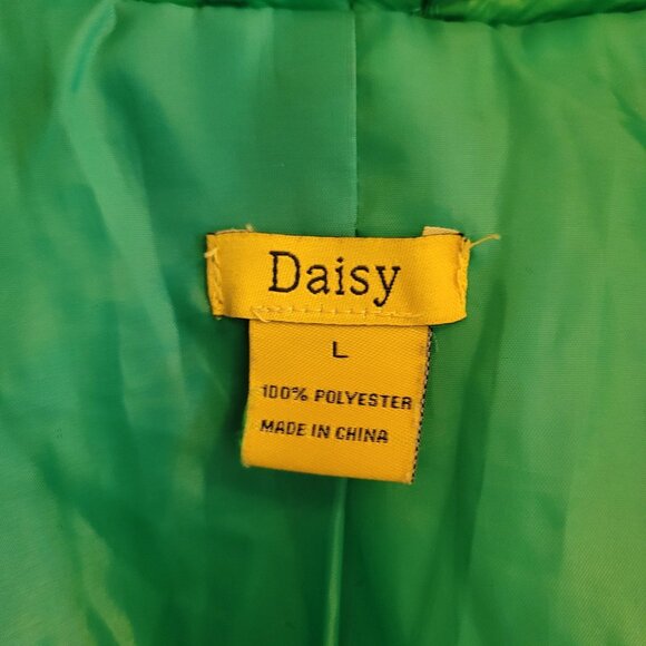 Daisy Kelly Green Long Packable Puffer Jacket Size L Lightweight Travel Coat - Picture 4 of 7